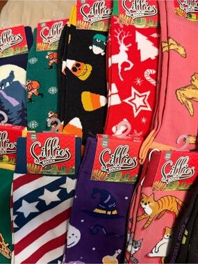 New!  Sillies Novelty Socks - Assorted Colorful Patterned Crew Socks